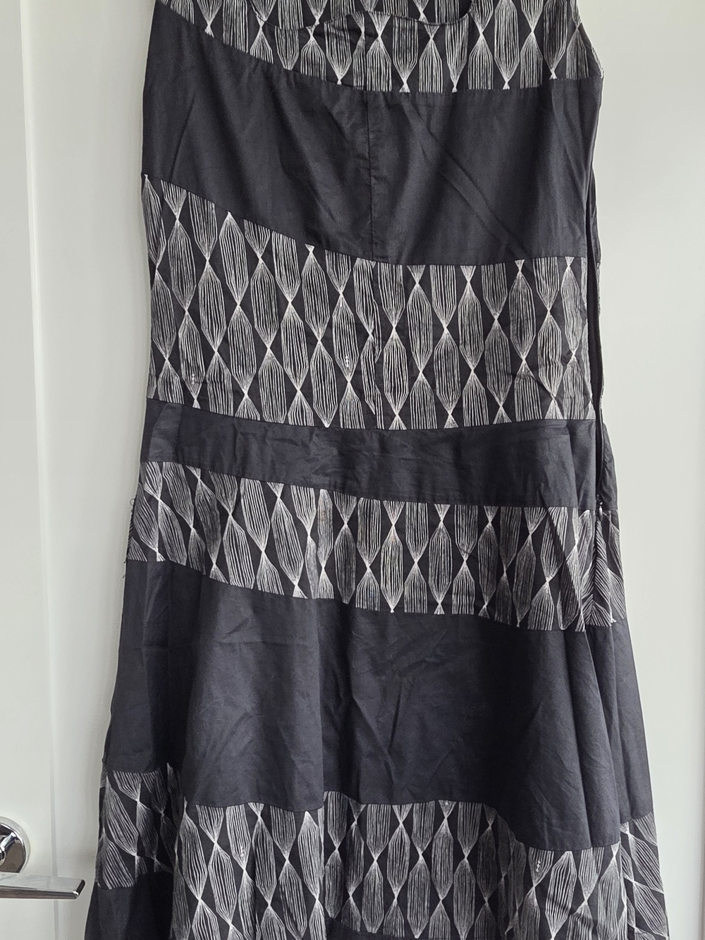 Skunkfunk Retro Black Patterned A-Line Maxi Skirt